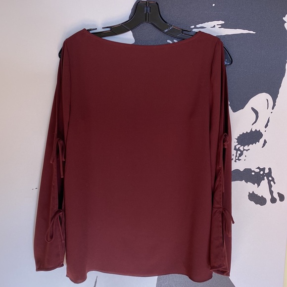 Wilfred Pozzi Maroon Coloured Open Tie Sleeve Blouse - Size S - Picture 5 of 12